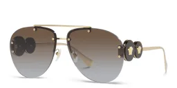 Shop VERSACE Double Medusa rimless Pilot sunglasses in Gold online.