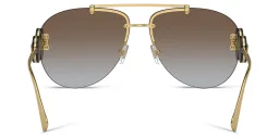Shop VERSACE Double Medusa rimless Pilot sunglasses in Gold online.