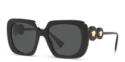 Shop VERSACE Double Medusa square sunglasses in Black online.