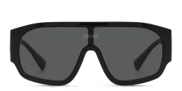 Shop VERSACE Logo Aviator Sunglasses in Black online.