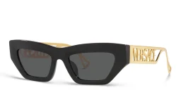 Shop VERSACE Irregular Sunglasses in Black online.