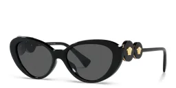 Shop VERSACE Double Medusa Cat-Eye Sunglasses in Black online.