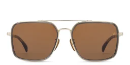Shop DAVID BECKHAM Rectangle Sunglasses in Grey Gold online.