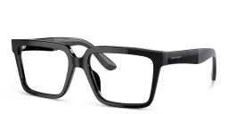 Shop GIORGIO ARMANI Wide Square Eyeglasses in Black online.