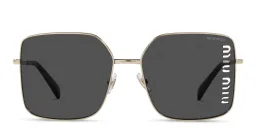 Shop MIU MIU Oversized Square Sunglasses in Pale Gold online.