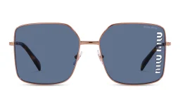 Shop MIU MIU Oversized Square Sunglasses in Rose Gold online.