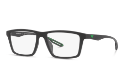 Shop Emporio Armani Wide Rectangle Eyeglasses in Matte Black online.