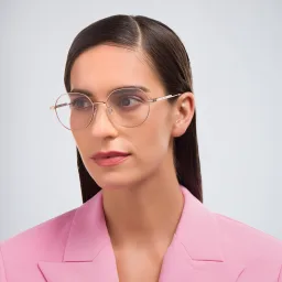 Shop BOTTEGA VENETA Unisex Round Eyeglasses in Gold online.
