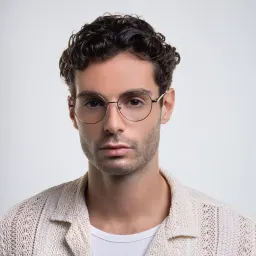 Shop BOTTEGA VENETA Unisex Round Eyeglasses in Gold online.