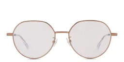 Shop BOTTEGA VENETA Unisex Round Eyeglasses in Gold online.