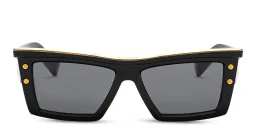 Shop BALMAIN Unisex Rectangle Sunglasses in Black online.