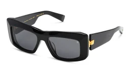 Shop BALMAIN Unisex Rectangle Sunglasses in Black online.