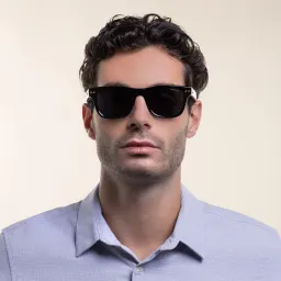 Shop MONTBLANC Rectangle Sunglasses in Black online.