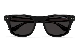 Shop MONTBLANC Rectangle Sunglasses in Black online.