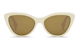 Shop FENDI Lettering Cat-Eye Sunglasses in Beige online.