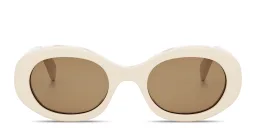 Shop CELINE Triomphe Oval Sunglasses in Beige online.