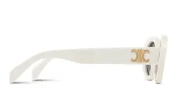 Shop CELINE Triomphe Oval Sunglasses in White online.