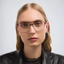 Shop AKONI Unisex Aviator Eyeglasses in Grey online.