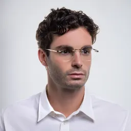تسوق نظارات طبية دائرية بدون إطار مونت بلانك بلون ذهبي أونلاين.