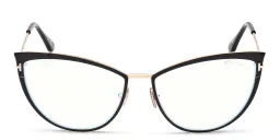Shop TOM FORD Wide Cat-Eye Eyeglasses in Shiny Black online.