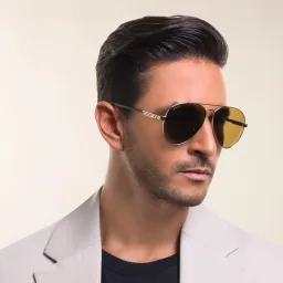 Shop GUCCI Aviator Sunglasses in Gold online.