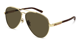 Shop GUCCI Aviator Sunglasses in Gold online.