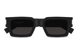 Shop SAINT LAURENT Unisex Rectangle Sunglasses in Black online.