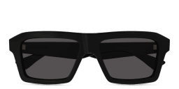 Shop BOTTEGA VENETA Rectangle Sunglasses in Black online.