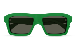 Shop BOTTEGA VENETA Rectangle Sunglasses in Green online.