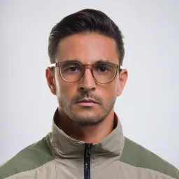 Shop BOTTEGA VENETA Unisex Round Eyeglasses in Brown online.