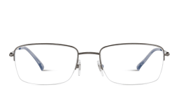 Shop EYE'M Logo Half-Rim Rectangle Eyeglasses in Gunmetal online.