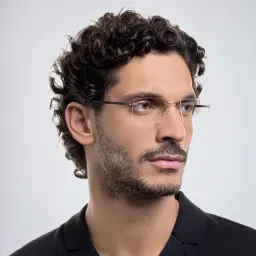 Shop Silhouette Rimless Wide Square Eyeglasses in Gold online.