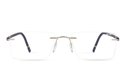 Shop Silhouette Rimless Wide Square Eyeglasses in Gold online.