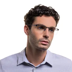 تسوق نظارات طبية بيلو واسعة بنصف إطار امبوريو أرماني بلون أسود مطفي أونلاين.