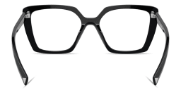 Shop PRADA Logo Signature Square Eyeglasses in Black online.