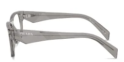 Shop PRADA Catwalk Wide Pillow Eyeglasses in Transparent Dark Grey online.