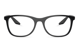 Shop Prada Linea Rossa Wide Pillow Eyeglasses in Black online.