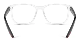 Shop Prada Linea Rossa Logo Square Eyeglasses in Clear online.