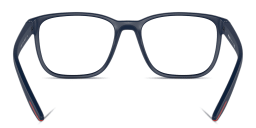 Shop Prada Linea Rossa Logo Signature Wide Pillow Eyeglasses in Blue online.
