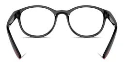 Shop Prada Linea Rossa Logo Signature Panthos Eyeglasses in Shiny Black online.