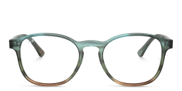 Shop Ray-Ban Unisex Panthos Eyeglasses in Striped Blue & Green online.