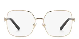 Shop TIFFANY Wide Square Eyeglasses in Pale Gold online.