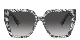 Shop Dolce & Gabbana DG Motif Square Sunglasses in Black Lace online.