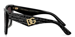 Shop Dolce & Gabbana DG Motif Square Sunglasses in Black Texture Cocco online.