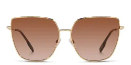 Shop BURBERRY Oversized Irregular Sunglasses in Light Gold online.