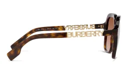 Shop BURBERRY Square Sunglasses in Dark Havana online.