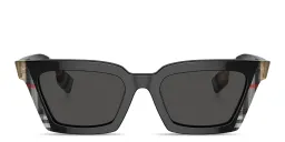 Shop BURBERRY Square Sunglasses in Black Vintage Check online.