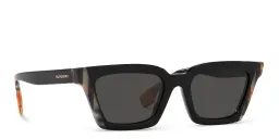 Shop BURBERRY Square Sunglasses in Black Vintage Check online.
