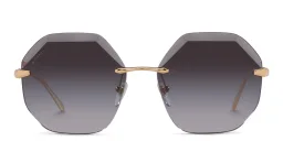 Shop BVLGARI Oversized Rimless Irregular Sunglasses in Gold online.
