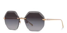 Shop BVLGARI Oversized Rimless Irregular Sunglasses in Gold online.